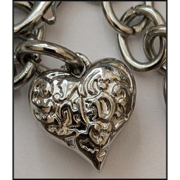 HARLEY DAVIDSON Bar & Shield HD Heart Charm Bracelet on Stainless Steel Chain - Picture 1 of 8